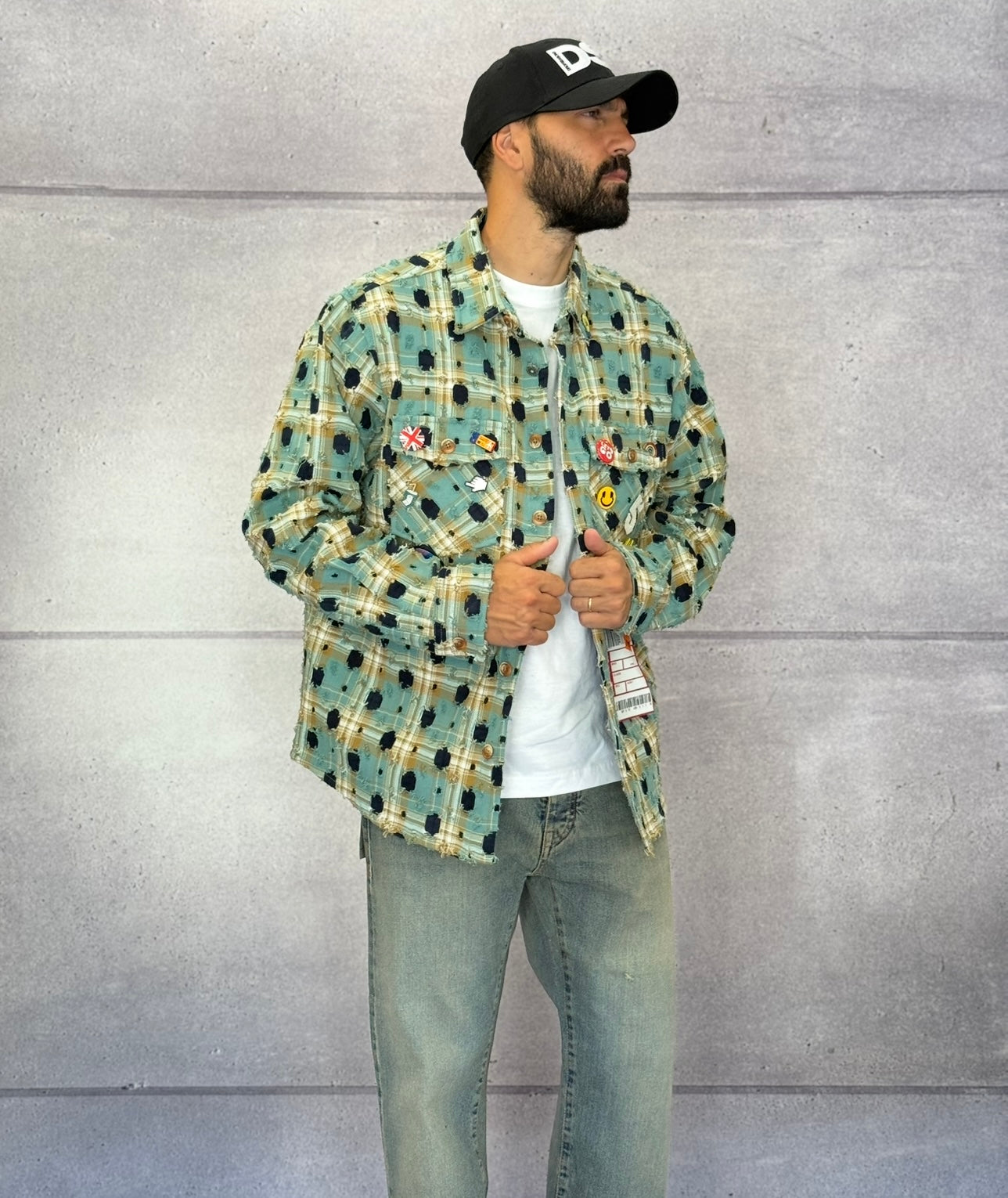 CAMICIA A QUADRI CON SPILLE + ROTTURE - BERNA - ART. 25228130 - COL. TURCHESE