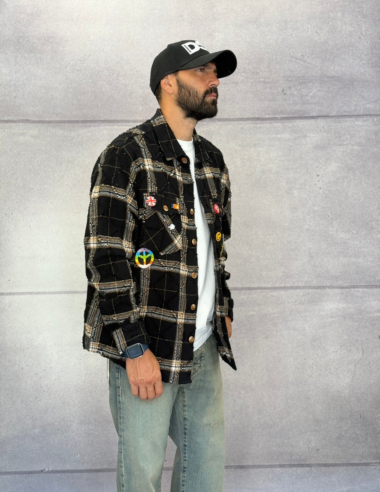 CAMICIA A QUADRI CON SPILLE + ROTTURE - BERNA - ART. 25227930 - COL. NERO