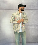 CAMICIA A QUADRI CON SPILLE + ROTTURE - BERNA - ART. 25228030 - COL. BEIGE