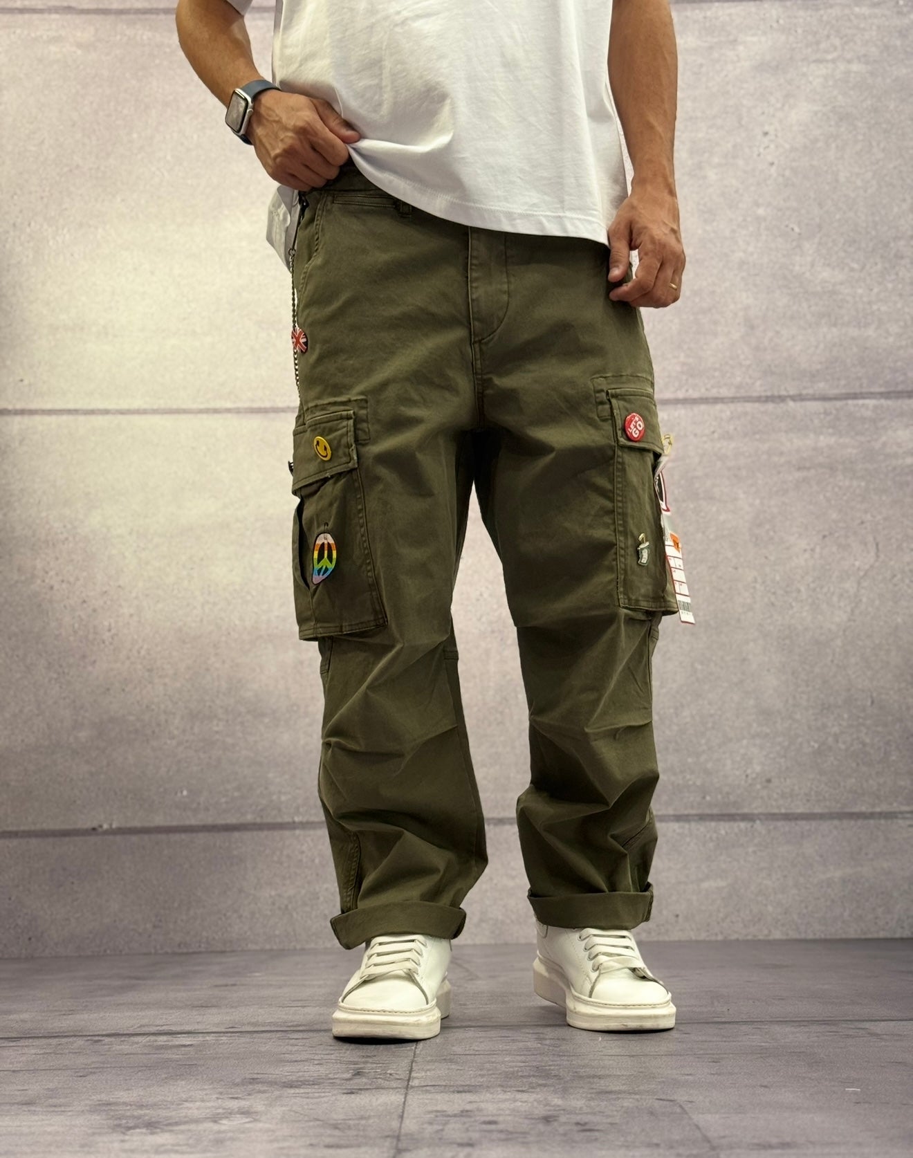 PANTALONE CARGO CON SPILLE - BERNA - ART. 2523036 - VERDE