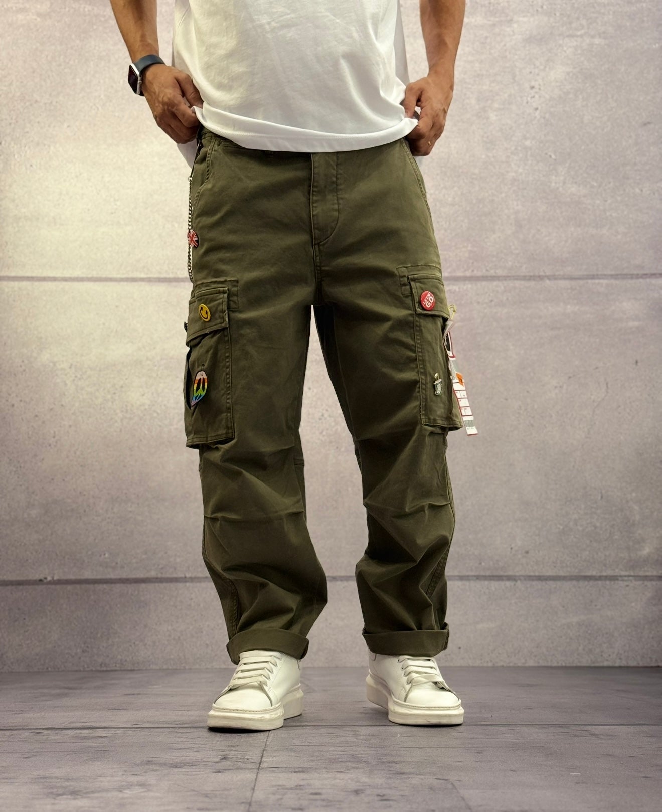 PANTALONE CARGO CON SPILLE - BERNA - ART. 2523036 - VERDE