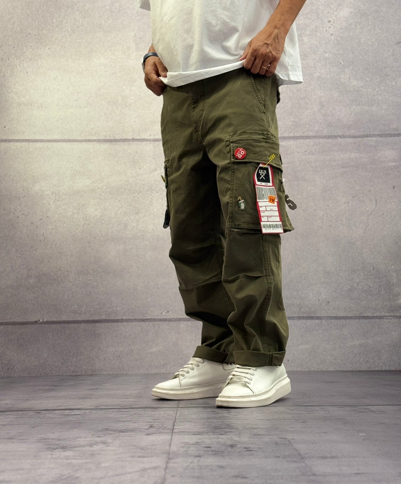 PANTALONE CARGO CON SPILLE - BERNA - ART. 2523036 - VERDE