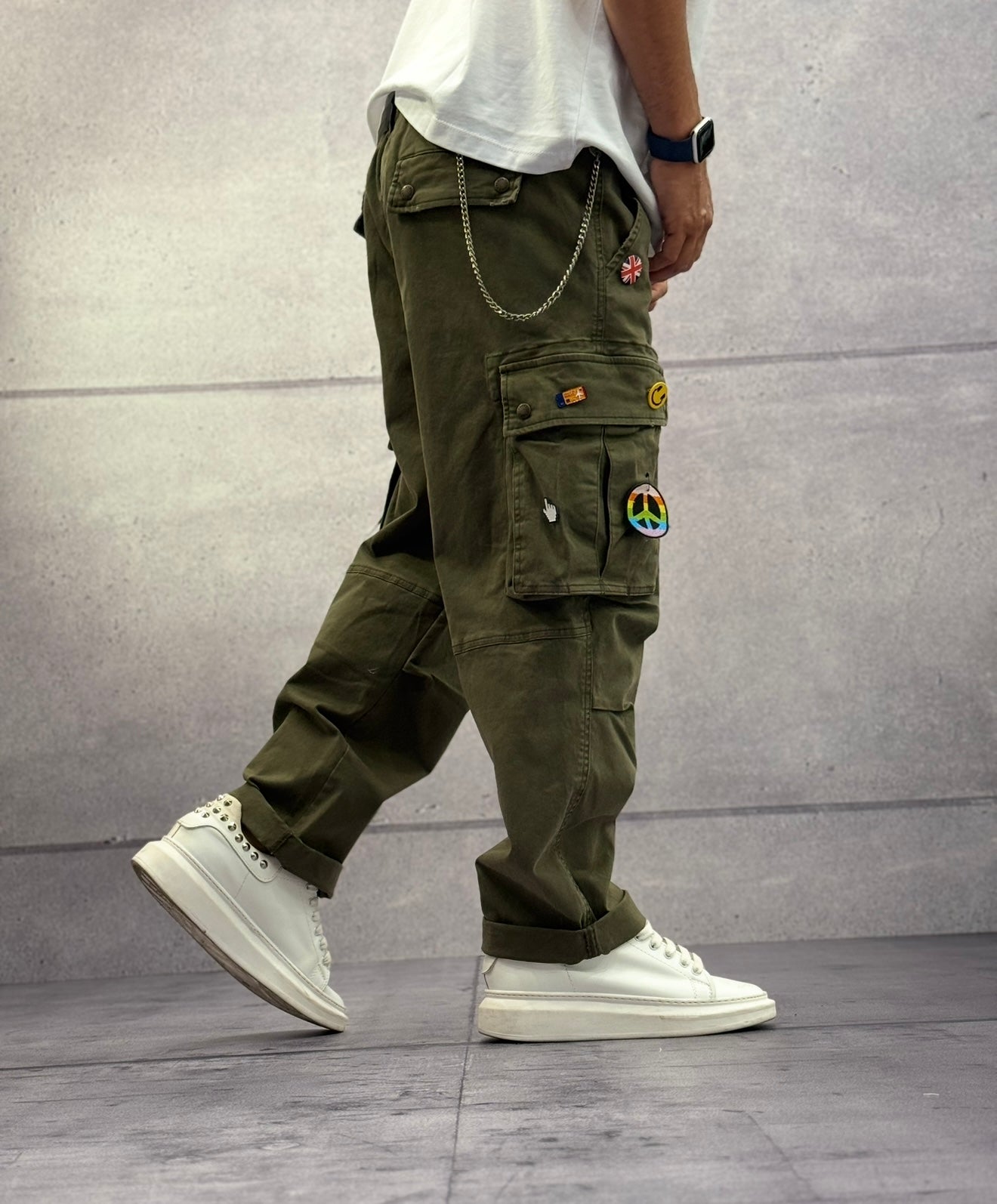 PANTALONE CARGO CON SPILLE - BERNA - ART. 2523036 - VERDE