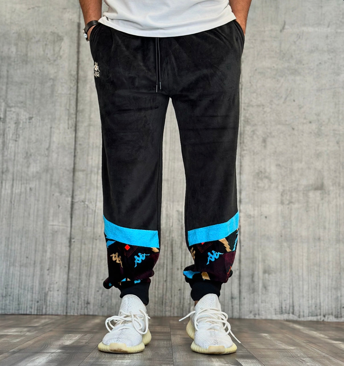 PANTALONE TUTA AUTHENTIC HERITAGE PEVIO - KAPPA - ART. 371P6CW - COL. BLACK-TURQUOISE (A0A)