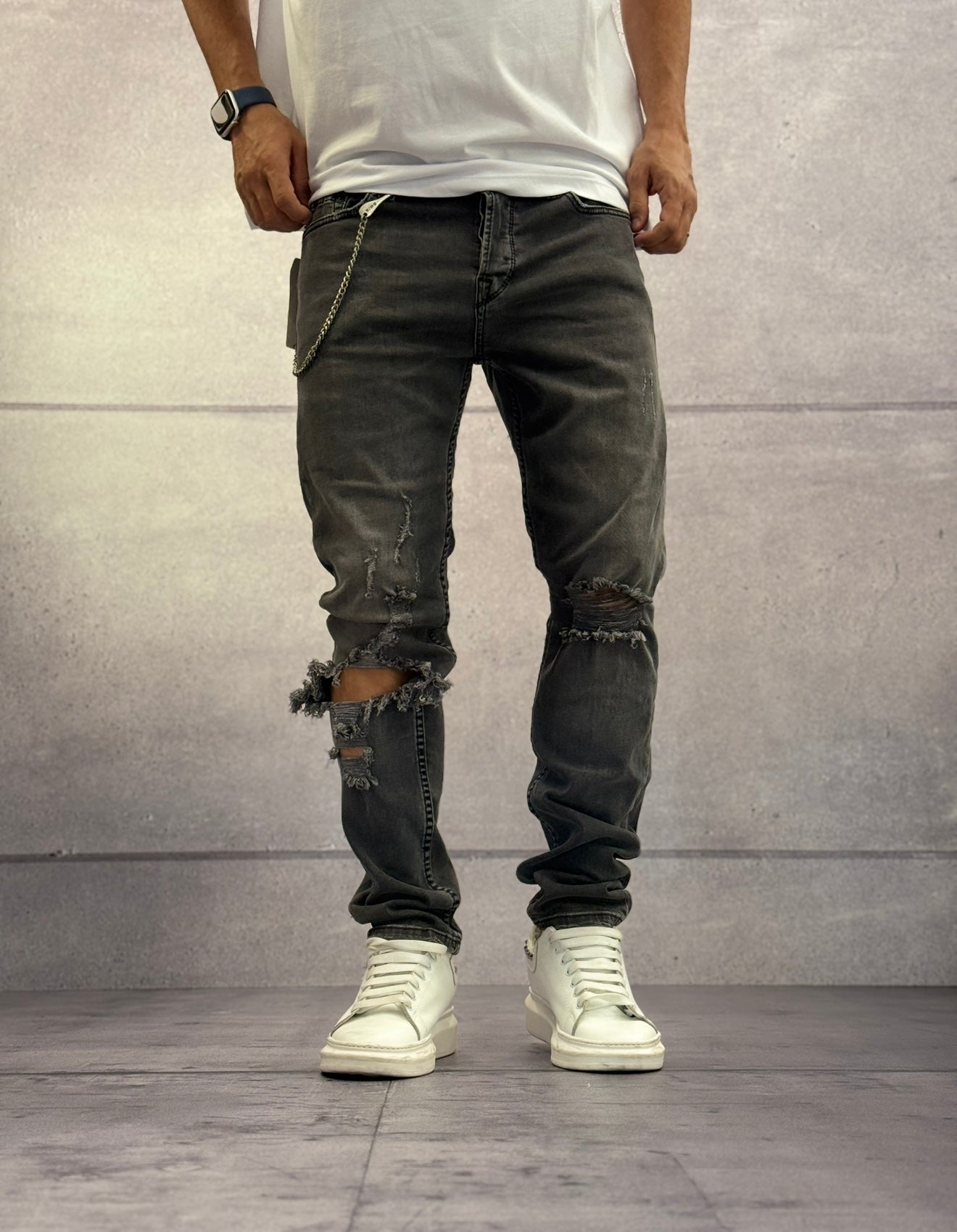 JEANS SLIM FIT CON ROTTURE - ONLY&SONS - ART. 22008104 - DARK GREY DENIM