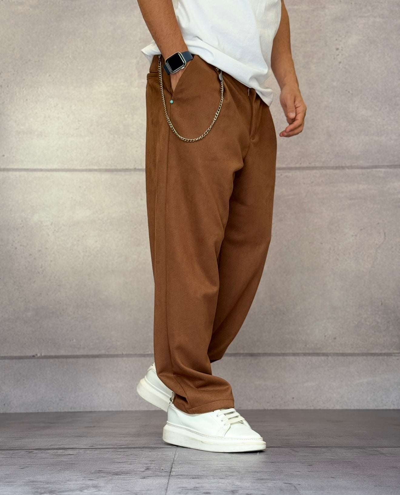 PANTALONE EFFETTO SCAMOSCIATO - BERNA - ART. 252120677 - COL. RENNA