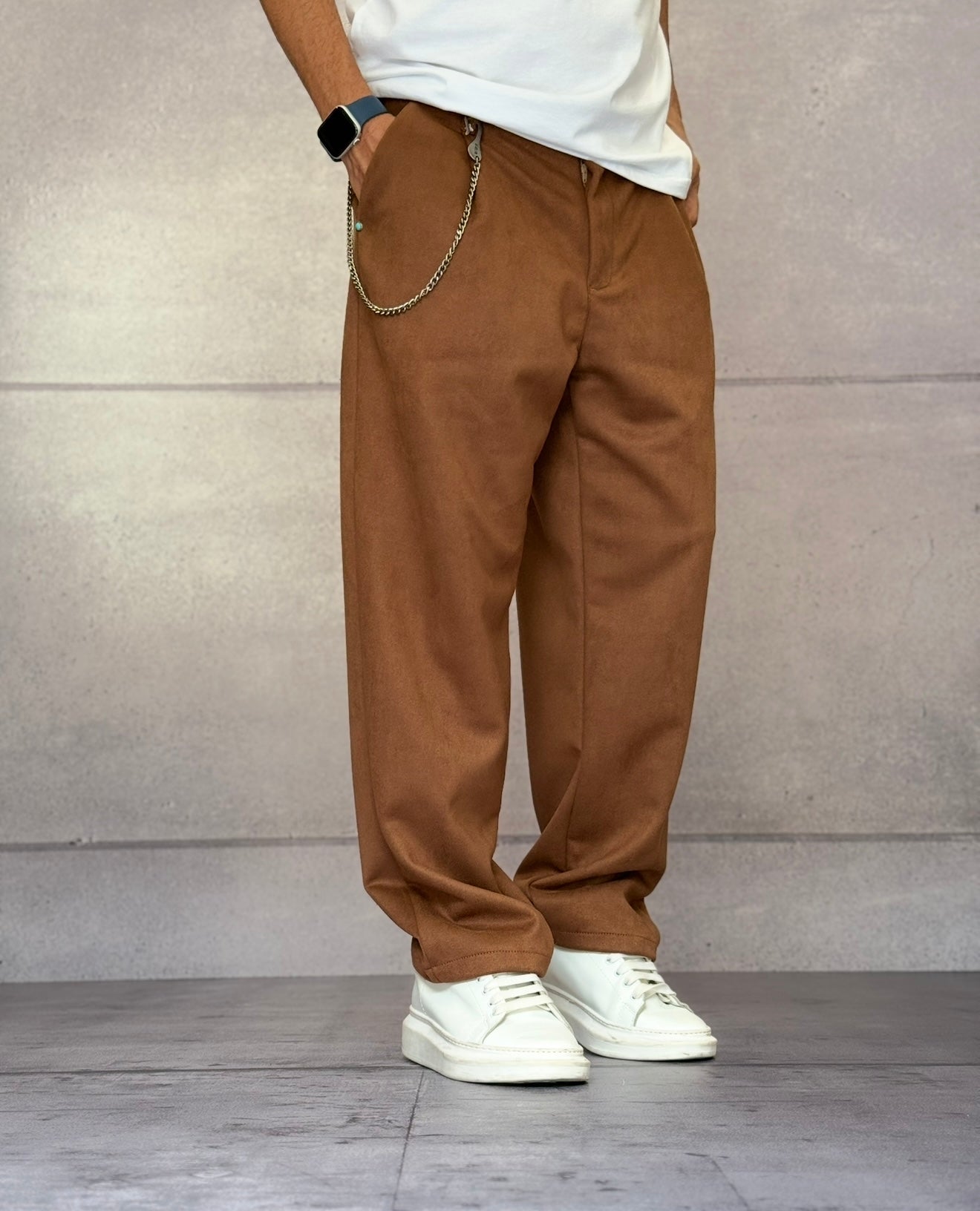 PANTALONE EFFETTO SCAMOSCIATO - BERNA - ART. 252120677 - COL. RENNA