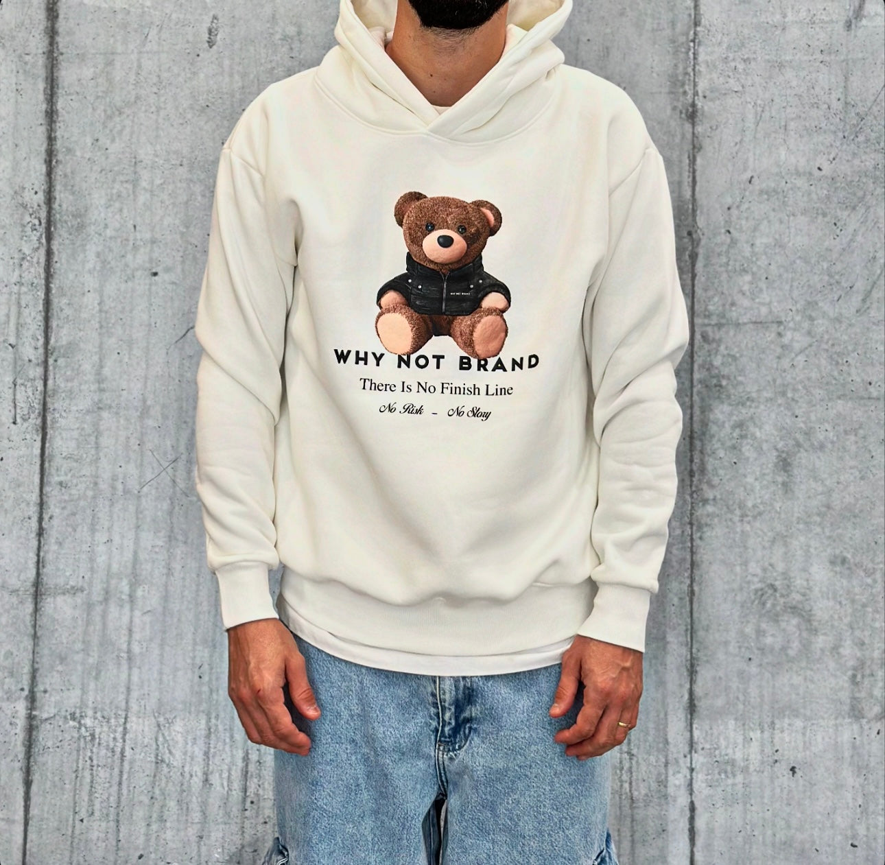 FELPA CON CAPPUCCIO SWEAT BEAR - WHY NOT BRAND - ART. FS28 - COL. PANNA