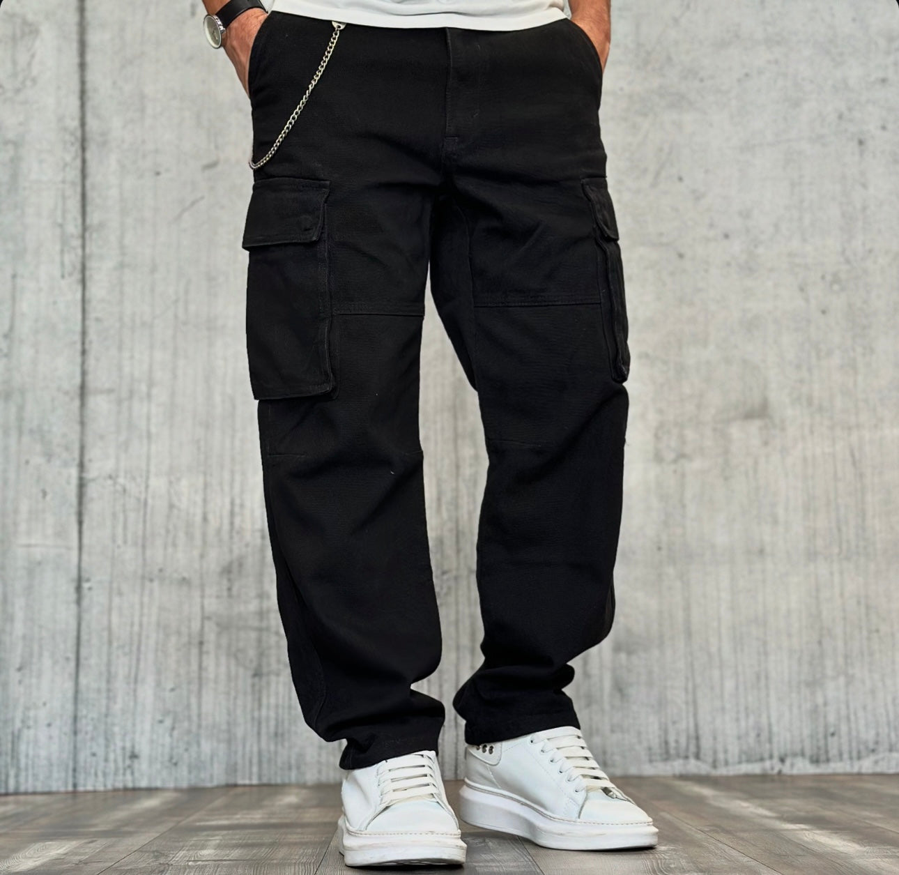 JEANS CARGO TASCONE - RYTUAL - ART. R665 - COL. NERO