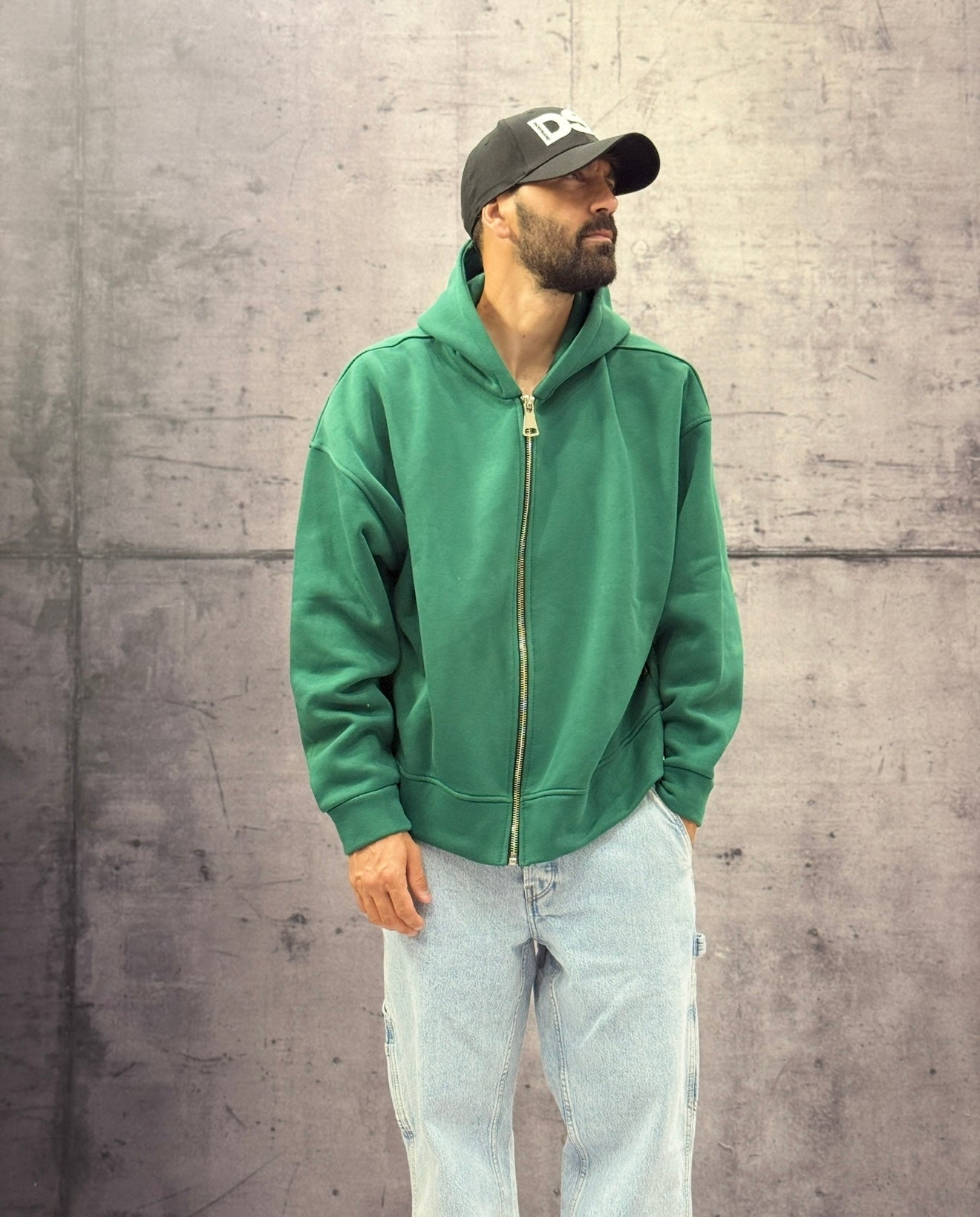 FELPA CON CAPPUCCIO + ZIP BOXY FIT - NEW JOB BRAND - ART. GB28