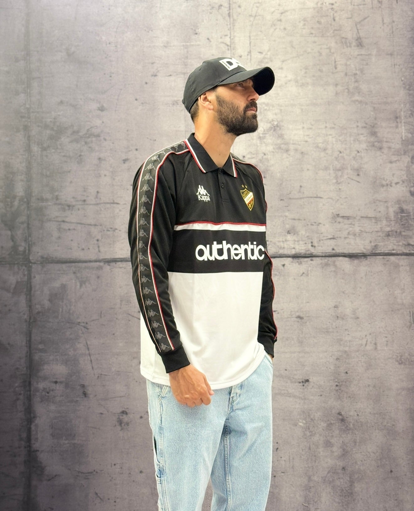 POLO MANICA LUNGA BANDA ONIKA - KAPPA - ART. 371Z4CW - COL . Black-white - red racing (R30)