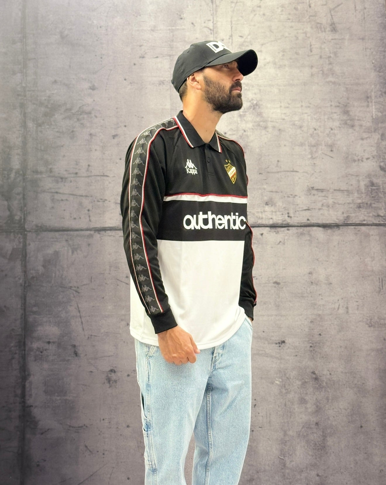POLO MANICA LUNGA BANDA ONIKA - KAPPA - ART. 371Z4CW - COL . Black-white - red racing (R30)