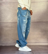 JEANS STRAIGHT DESTROYED CON ROTTURE - BERNA - ART. 25100130 - COL. DENIM
