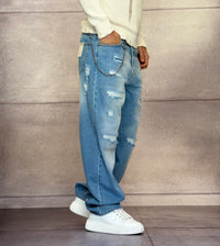 JEANS STRAIGHT DESTROYED CON ROTTURE - BERNA - ART. 25100130 - COL. DENIM