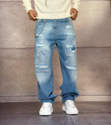 JEANS STRAIGHT DESTROYED CON ROTTURE - BERNA - ART. 25100130 - COL. DENIM