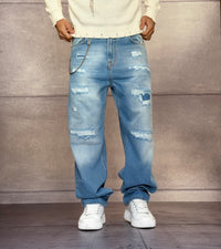 JEANS STRAIGHT DESTROYED CON ROTTURE - BERNA - ART. 25100130 - COL. DENIM