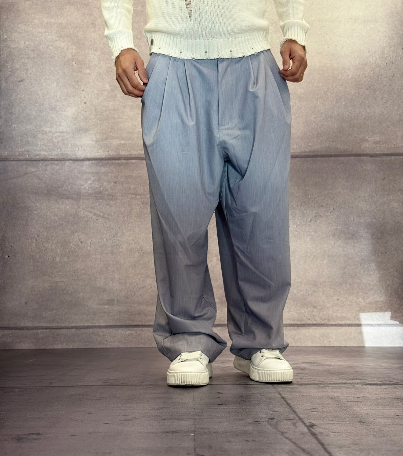PANTALONE BAGGY AMPI CON PINCE - IMPERIAL - ART. PE5NJCS - GRIGIO CHIARO