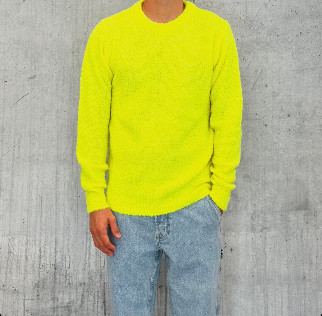 MAGLIA GIROCOLLO BOUCLE' - BERNA - ART. 233050167 - COL. GIALLO FLUO