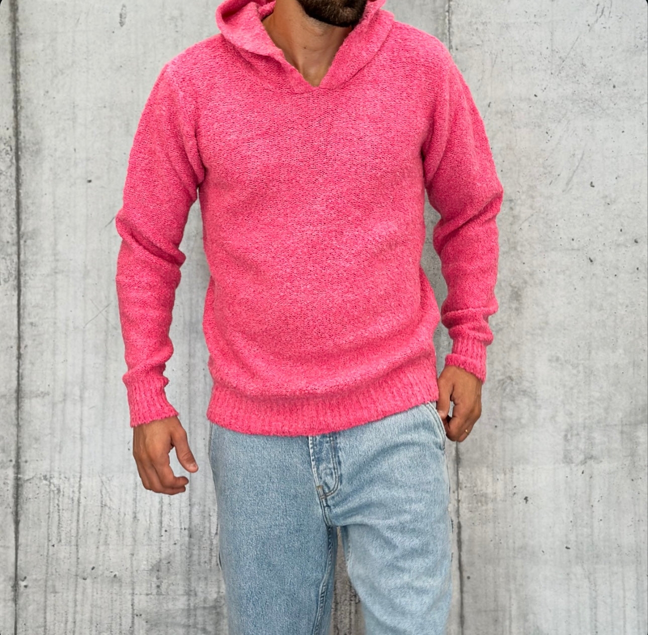 MAGLIONE CAPPUCCIO BOUCLE' ROVESCIO - BERNA - ART. 24604710 - COL. FUCSIA