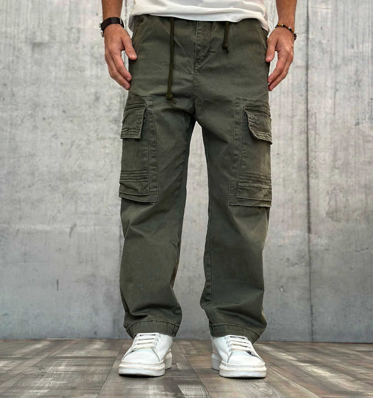 PANTALACCIO CON COULISSE CARGO TASCONE - BERNA - ART. 246033584 - COL. VERDE