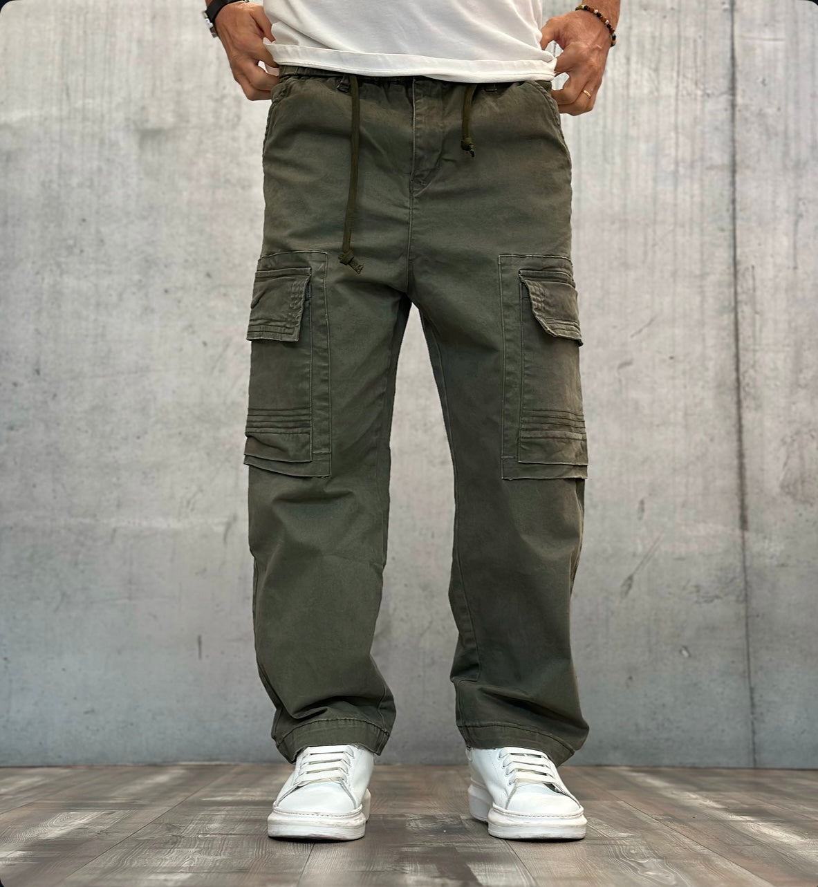 PANTALACCIO CON COULISSE CARGO TASCONE - BERNA - ART. 246033584 - COL. VERDE