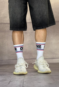 CALZE SPUGNA C/FASCE E C/LOGO - DS2 - ART. SS25C03 - COL. BIANCO