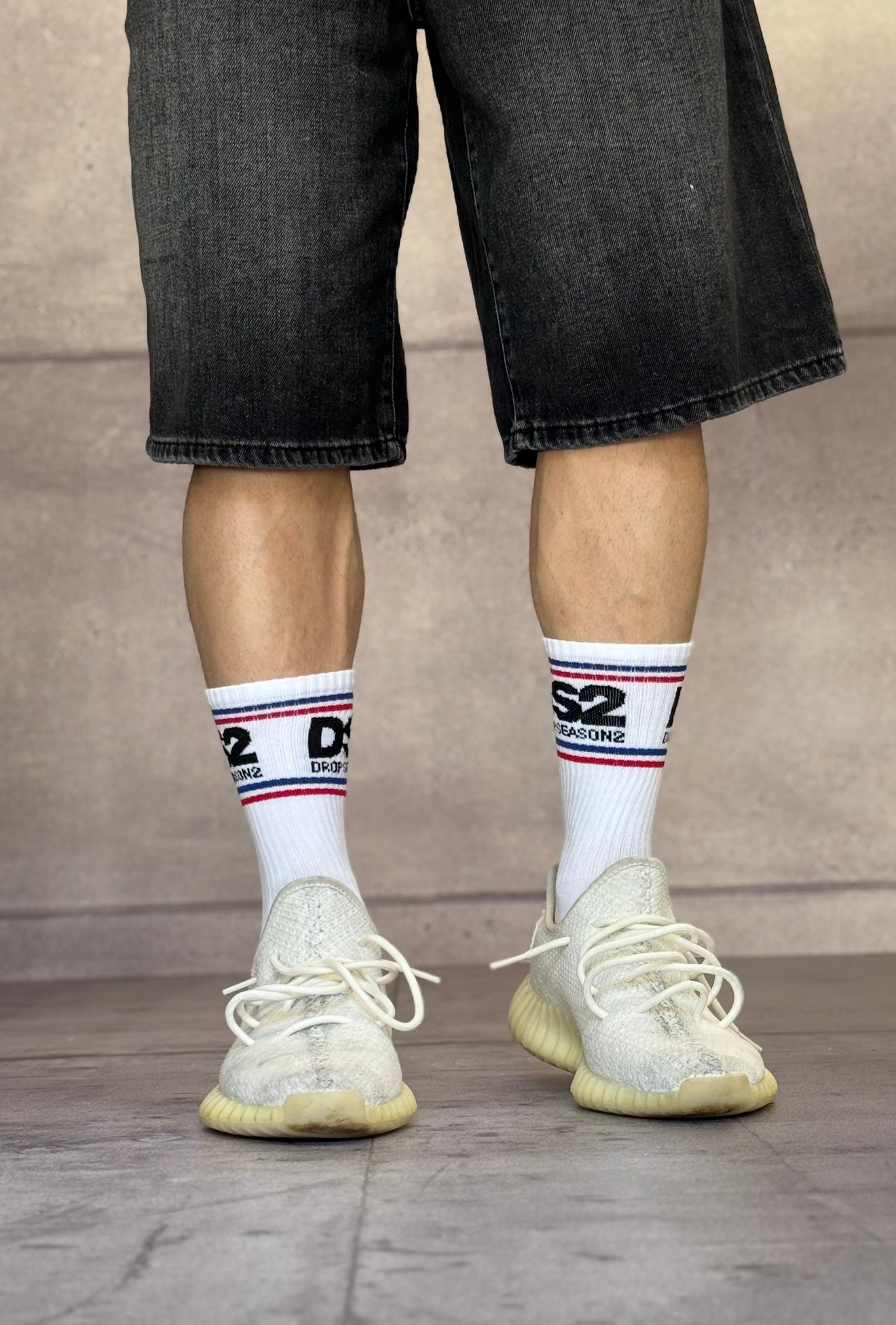 CALZE SPUGNA C/FASCE E C/LOGO - DS2 - ART. SS25C03 - COL. BIANCO