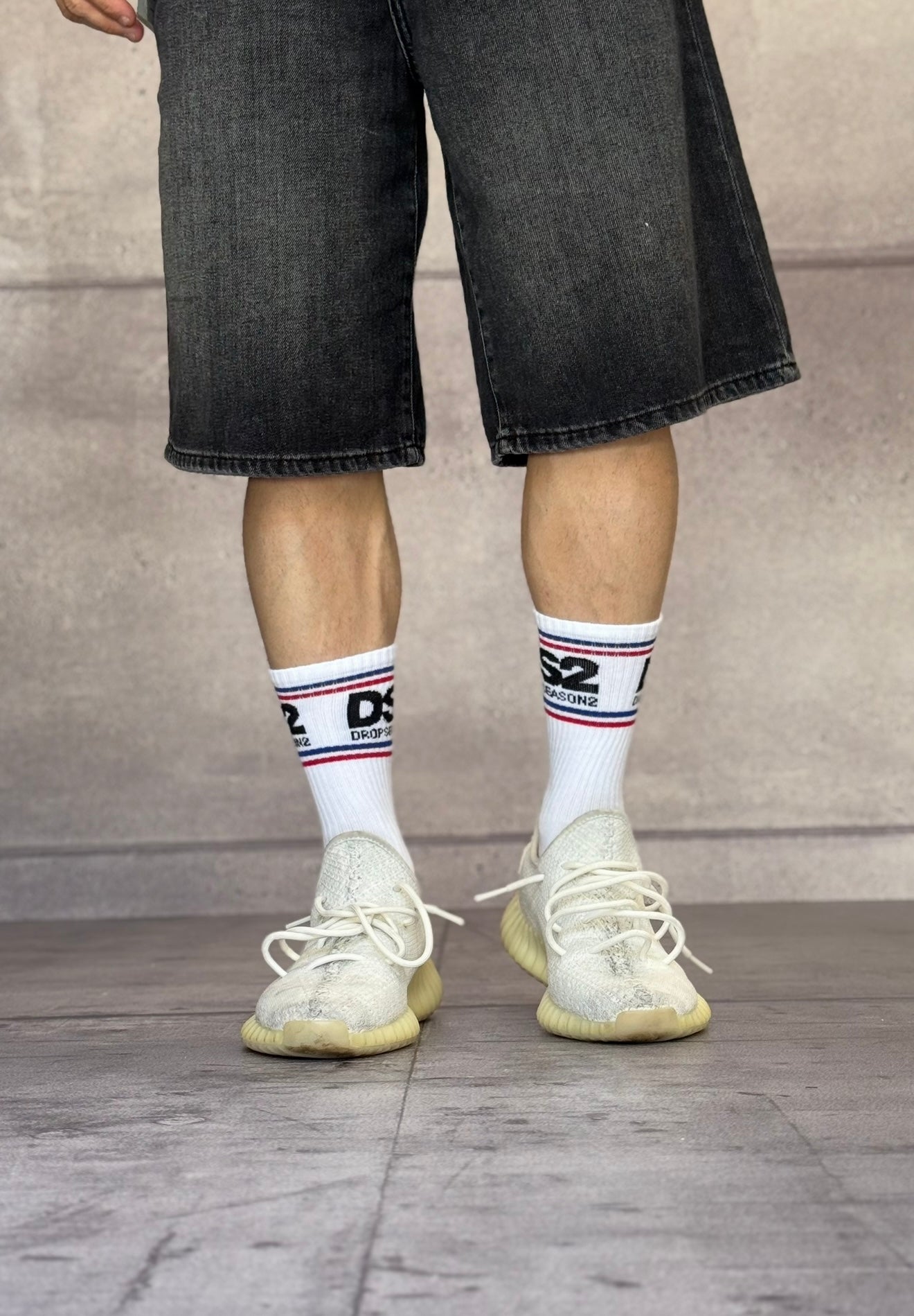 CALZE SPUGNA C/FASCE E C/LOGO - DS2 - ART. SS25C03 - COL. BIANCO
