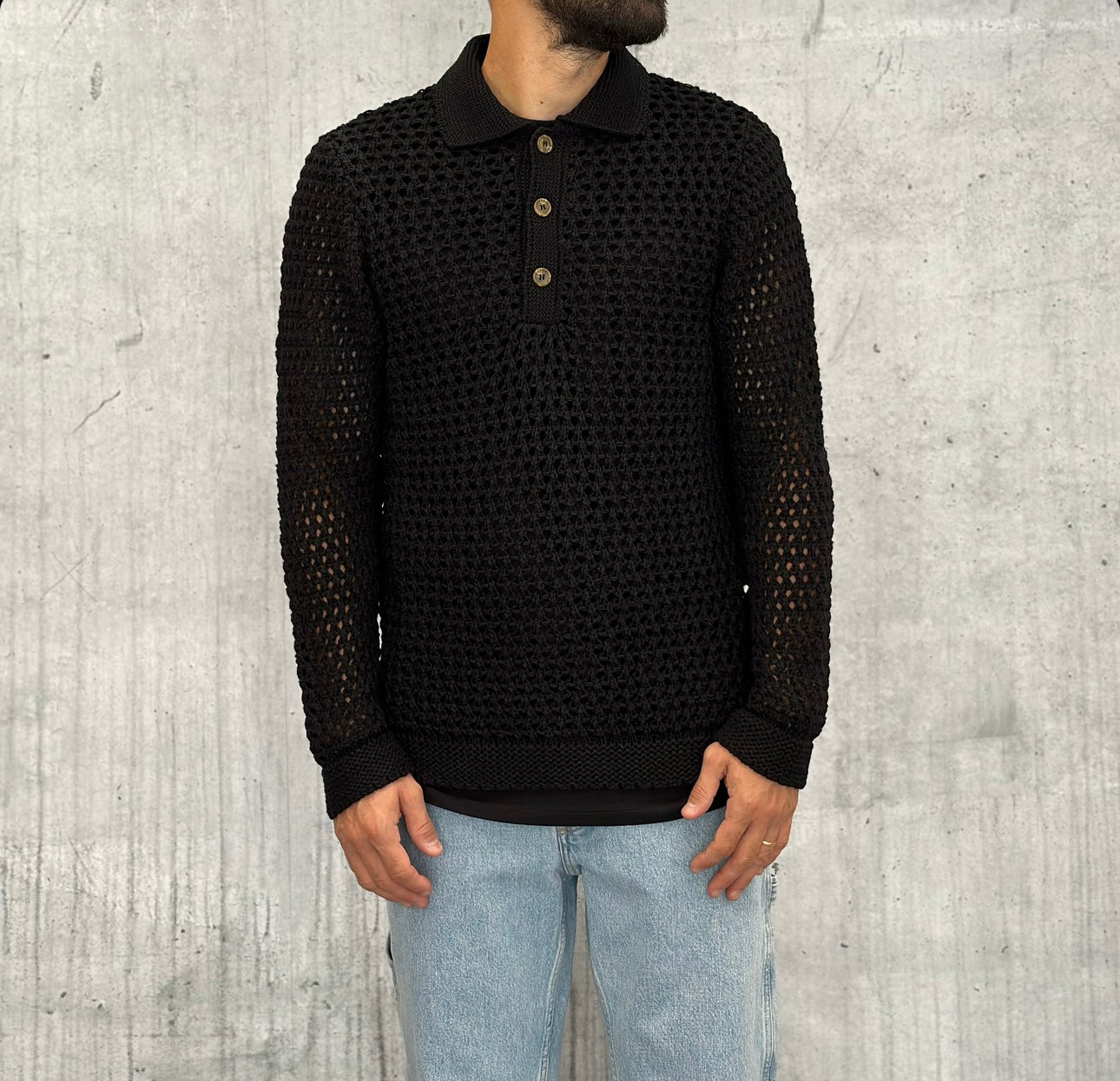 MAGLIONE KNITWEAR POLO - LE PAS SAGE - ART. FW25K23 - COL. NERO