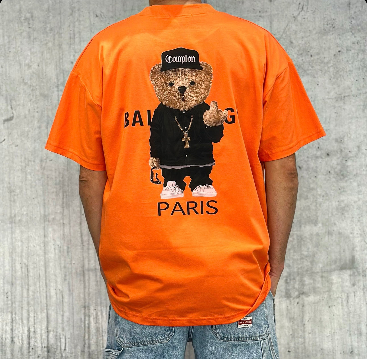 T-SHIRT OVERSIZE STAMPA ORSETTO - HAMEN - ART. BEAR OVER FIT - COL. ARANCIO