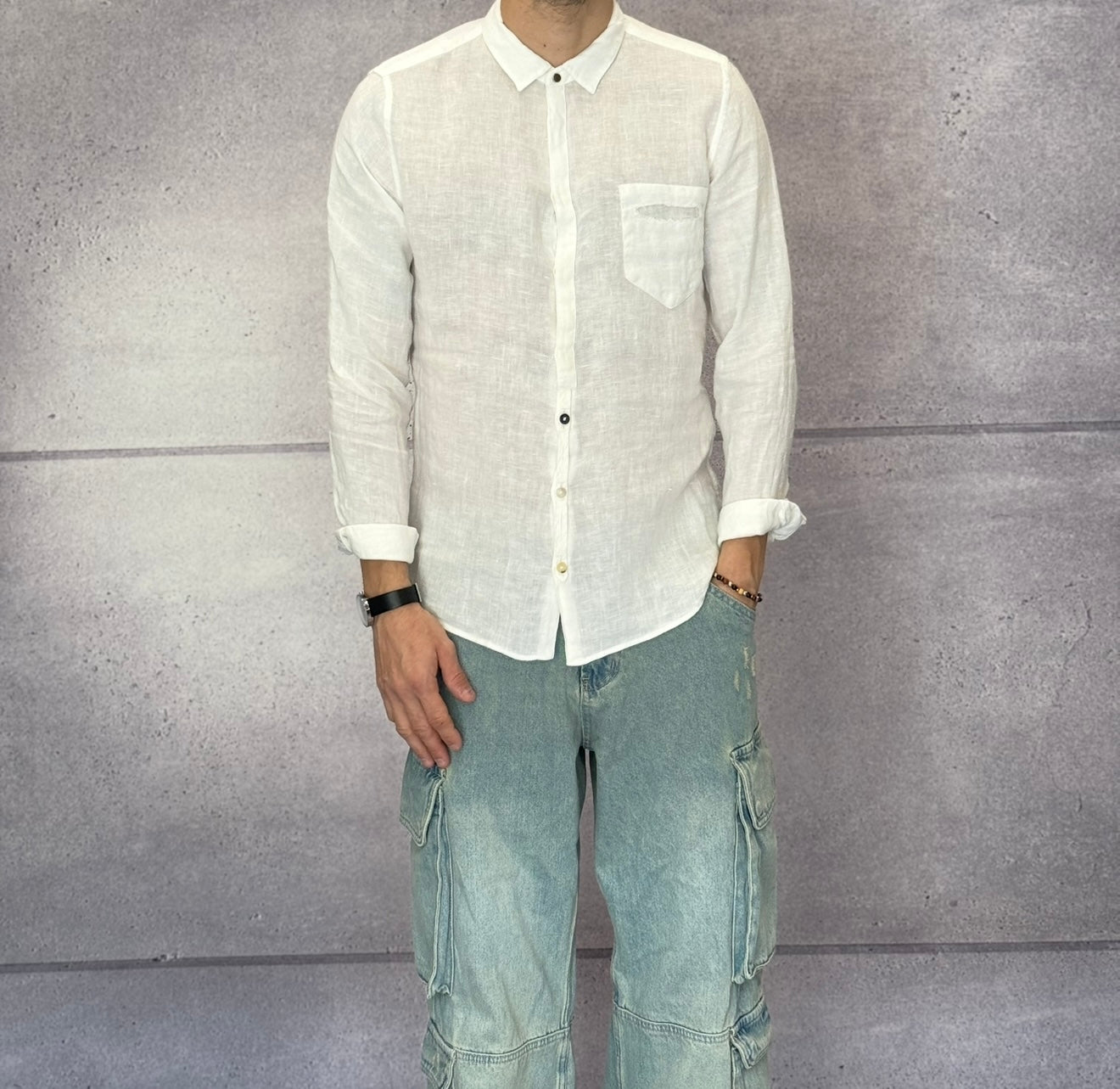 CAMICIA COLLETTO IN LINO - BERNA - *ART. 230310